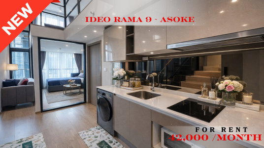 รูปภาพ 🍀🍀 Beautiful Room 🌸 For Rent 📍 IDEO Rama 9 - Asoke 🚆 Near Phra Ram 9 MRT Station (Line: @rent2022) ✨Ready to move in 🔖 PC: A09938