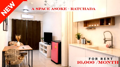 Condos for rent Din Daeng : 🍀🍀 BEST DEAL 🔥 For Rent 📍 A Space Asoke-Ratchada 🚆 Near Phra Ram 9 MRT Station  (Line: @rent2022) ✨Ready to move in 🔖 PC: A10864