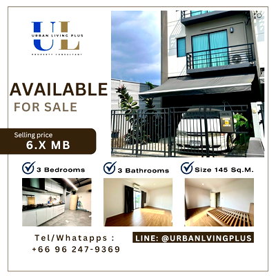 Houses for sale : ( UL2504023  ) Tel/Line 096-2479369✨FOR SELL, Baan Klang Meung Ratchaphruek - Sathorn 3 bed 3 bath 145 Sq.M. New house, Corner Unit✨✨