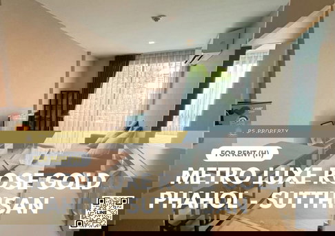 For Rent ✨ Metro Luxe Rose Gold Phahol - Sutthisan ✨ Near MRT Sutthisan. Fully furnished with appliances.