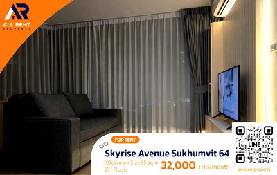 Condos for rent Bangna - Trat  : For Rent 🔥 Skyrise Avenue Sukhumvit 64 | Luxury Condo with over Green Space | Near BTS Punnawithi | High Floor, Beautiful View, Ready to Move In
