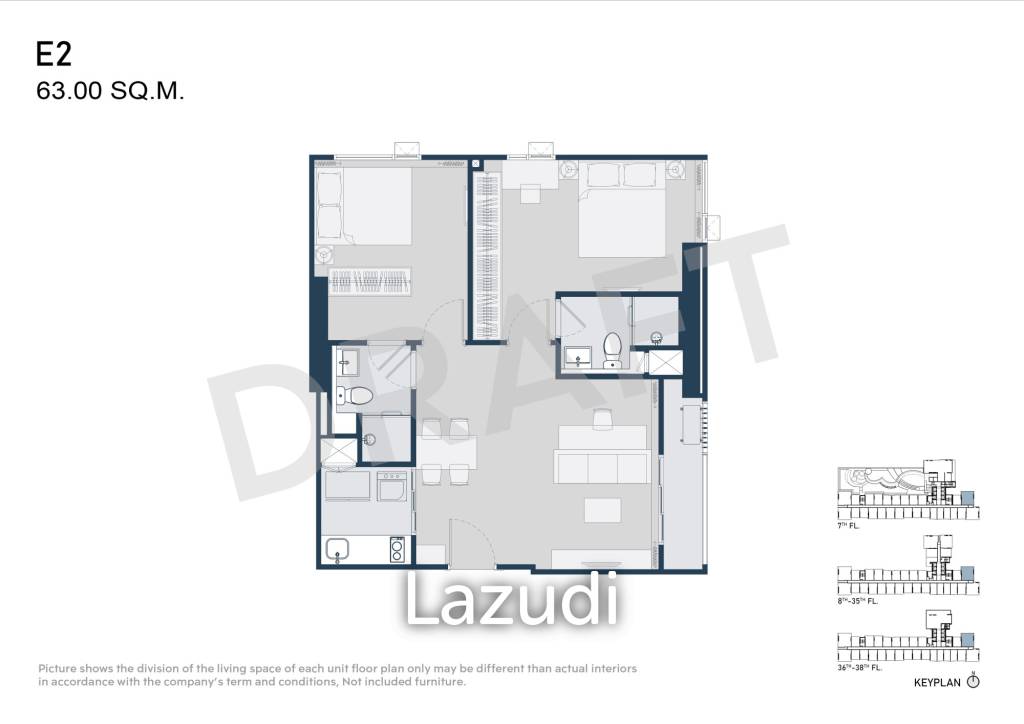 picture 2 Bed 2 Bath 63 SQ.M Life Udomsuk Station - 1/13