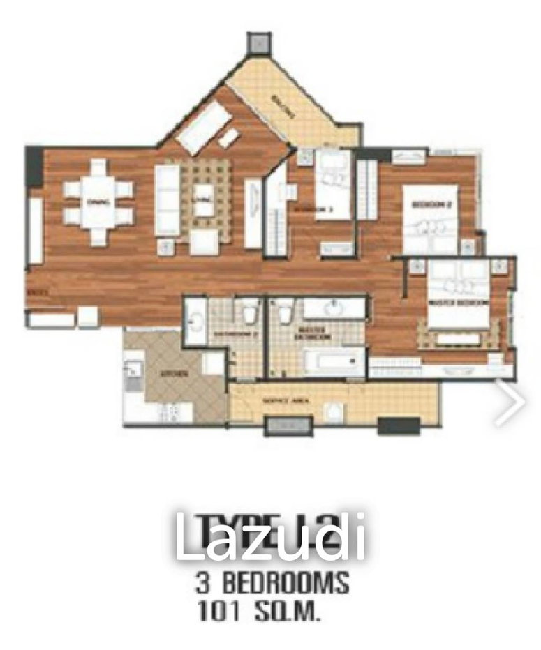 รูป 101.0 ตร.ม.  3 ห้องนอน  2 ห้องน้ำ คอนโดสำหรับ ขายใน ห้วยขวาง - รูปที่ 11/11