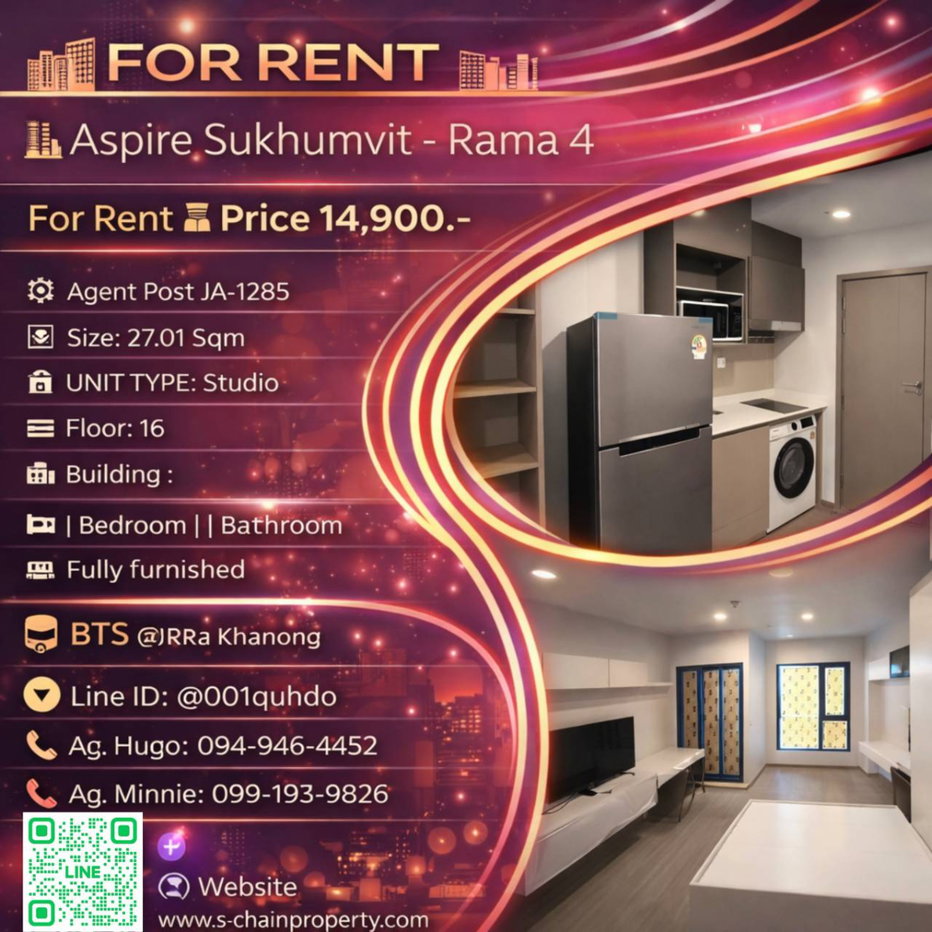 รูป 🌈 For Rent 🌆 Aspire Sukhumvit - Rama 4🌆 JA-1285 - รูปที่ 1/10