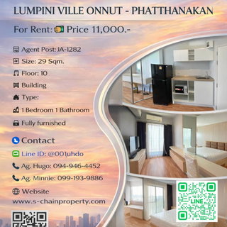 รูปภาพ 🗼For Rent 🌅 LUMPINI VILLE ONNUT - PHATTHANAKAN (ลุมพินี วิลล์ อ่อนนุช - พัฒนาการ) 🌅 JA-1282