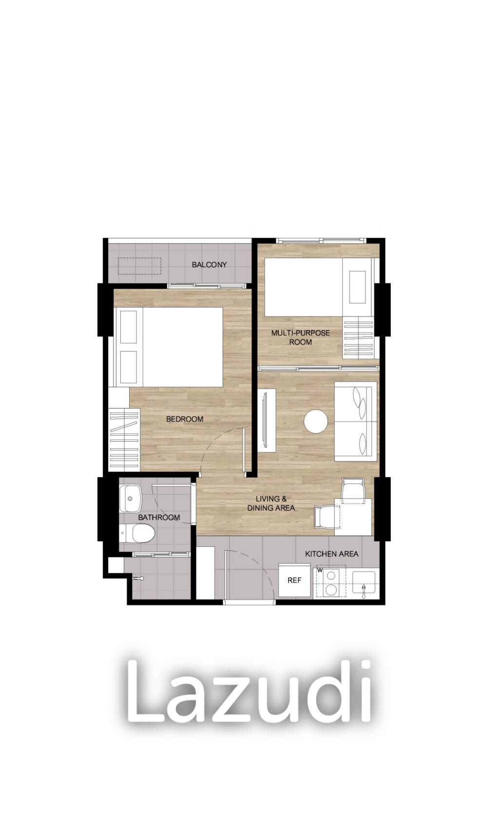 1 Bed 1 Bath 28.25 SQ.M Dcondo Cove