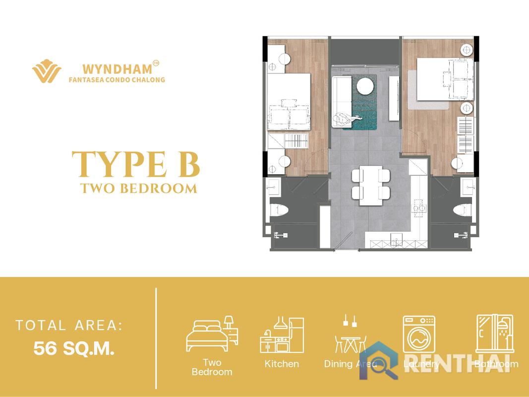 รูป สำหรับ ขาย คอนโด 2 ห้องนอน ที่ Wyndham Fantasea Condo Chalong - รูปที่ 5/25