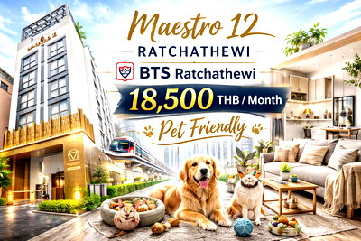 Condos for rent Santirat Witthayalai School : 🐶🐱 Pet Friendly | Rare Unit ❤️‍🔥 For Rent 📍 Maestro 12 Ratchathewi 🚆 Near Ratchathewi BTS Station  (Line: @rent2022)    🔖 PC: A10900