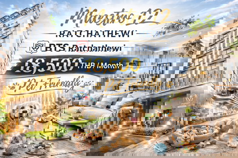 🐶🐱 Pet Friendly | Rare Unit ❤️🔥 For Rent 📍 Maestro 12 Ratchathewi 🚆 Near Ratchathewi BTS Station (Line: @rent2022) 🔖 PC: A10900