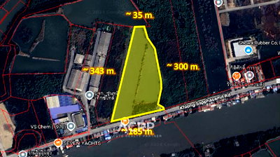 ที่ดิน วิทยาลัยการอาชีพพระสมุทรเจดีย์ : ขายที่ดินเปล่าติดถนนเลียบคลองสรรพสามิต เนื้อที่ 21-1-63 ไร่ รหัส 00159285