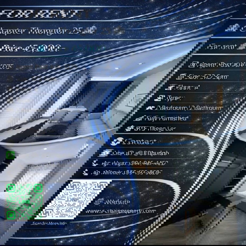 รูป 👑 For rent 🌉 Chapter Thonglor 25 (แชปเตอร์ ทองหล่อ 25) 🌉 JA-1275 - รูปที่ 1/7