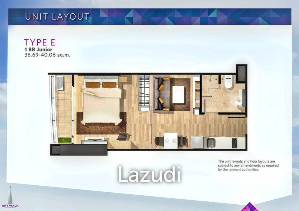 picture 1 Bed 1 Bath 40 SQ.M Sky Walk Condominium - 7/7
