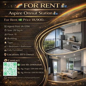 🪐 For Rent 5 👑 For rent 🌃 Aspire Onnut Station (แอสปาย อ่อนนุช สเตชั่น) 🌃 JA-1286