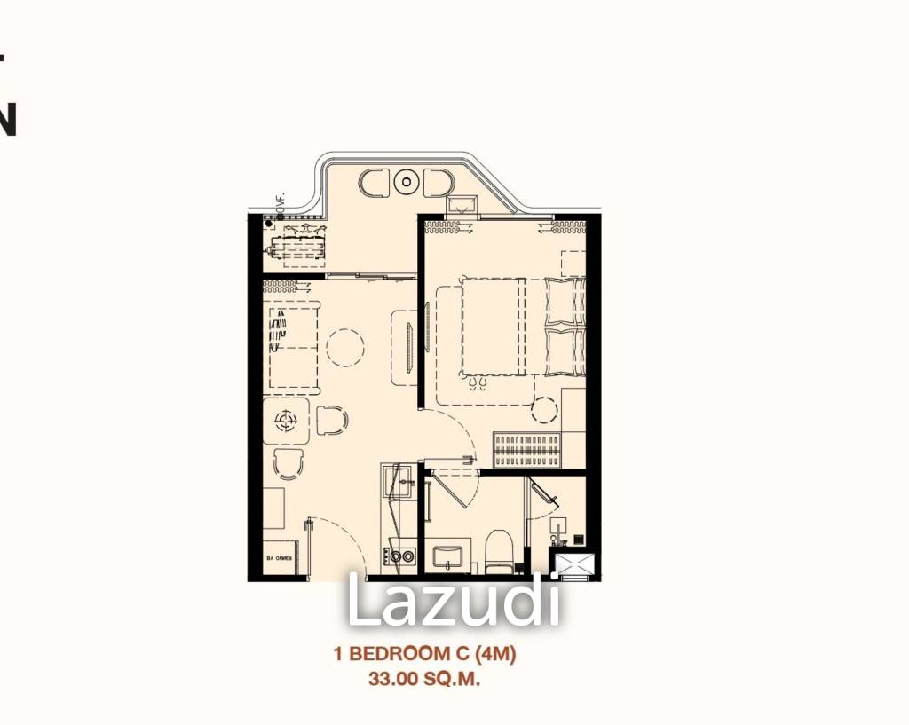 รูป 33.0 ตร.ม.  1 ห้องนอน  1 ห้องน้ำ คอนโดสำหรับ ขายใน สาคู - รูปที่ 1/1