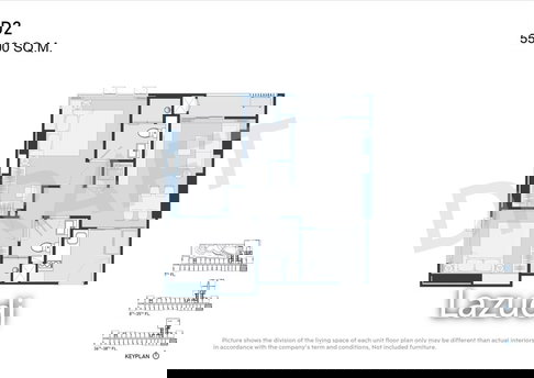 2 Bed 2 Bath 55 SQ.M Life Udomsuk Station