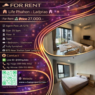 รูปภาพ 🪐 For Rent 💒Life Phahon - Ladprao (ไลฟ์ พหล - ลาดพร้าว) 💒JA-1276