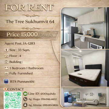 🪐 For Rent 💒 The Tree Sukhumvit 64 💒 JA-1283