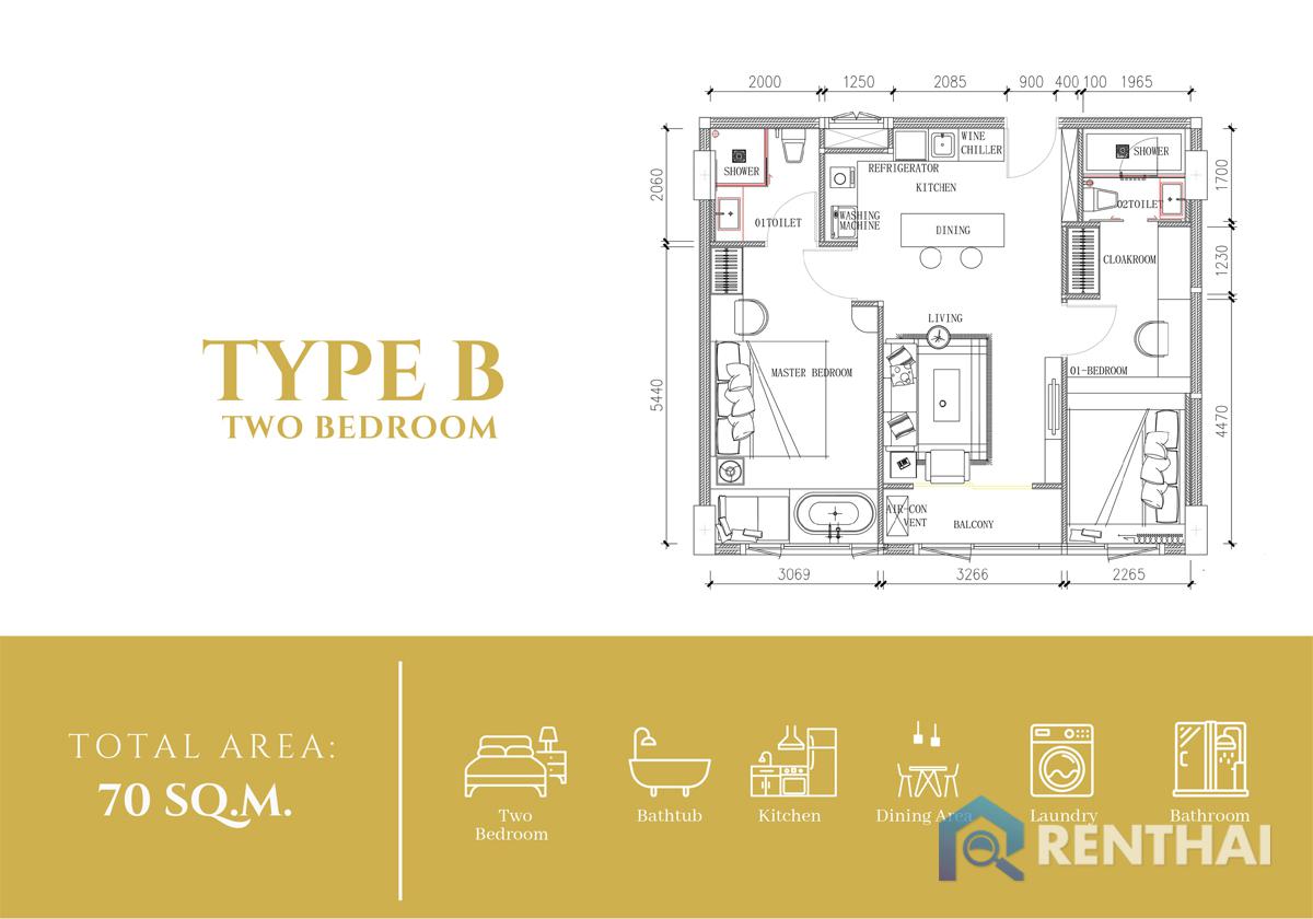 รูป สำหรับ ขาย คอนโด 2 ห้องนอน ที่ Capri Residence - รูปที่ 5/25