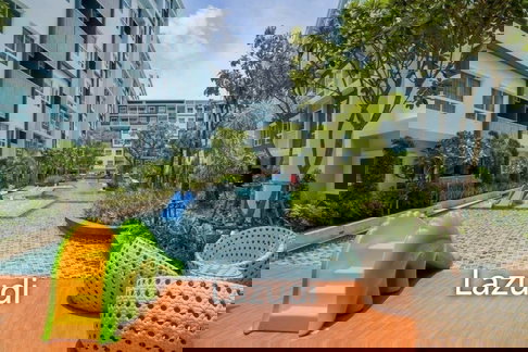 ห้องสตูดิโอตกแต่งครบพร้อมอยู่สไตล์โมเดิร์น ในโครงการเดอะทรัสต์ คอนโด หัวหิน