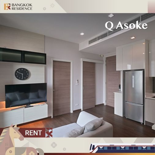 Condo For Rent 🎯 Q Asoke Near MRT Phetchaburi, 30K, 2 bedrooms, beautiful corner unit, great price 🌃 