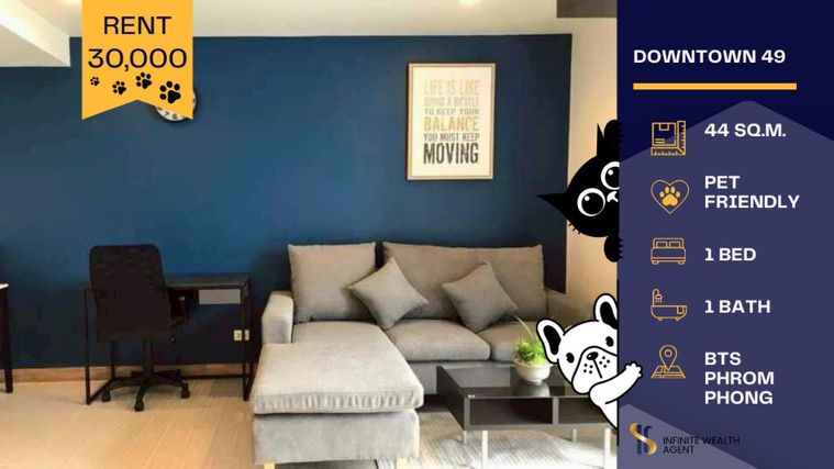 🐾 คอนโดเลี้ยงสัตว์ได้ ใจกลางสุขุมวิท Downtown 49 🏙️✨ ห้องสวย วิวโล่ง อยู่สบายทั้งคนทั้งน้อง! 💖