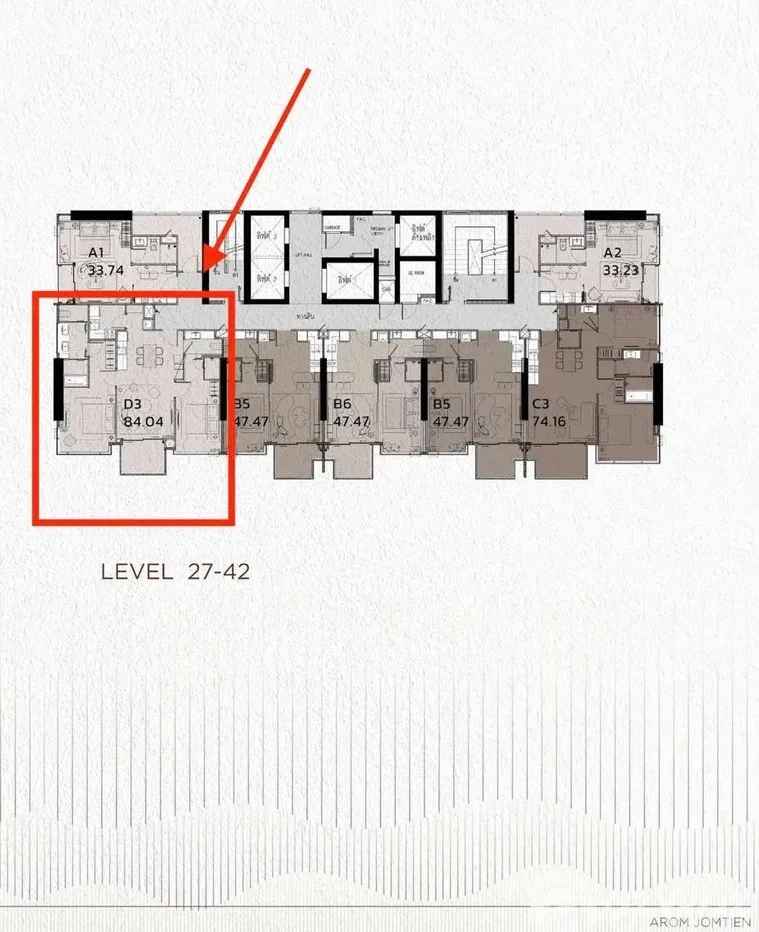 รูป ขาย คอนโด 2 ห้องนอน ในโครงการ อารมณ์ จอมเทียน 6114657 - รูปที่ 8/8