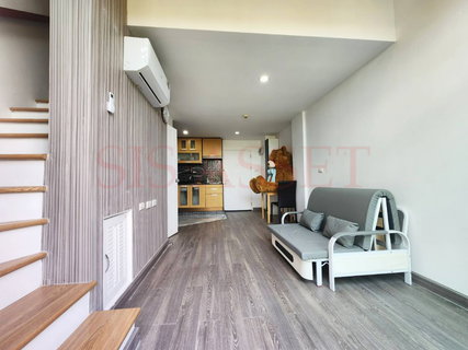 รูปภาพ ให้เช่าคอนโด : มูนลอฟต์ ซอยนนทบุรี 48 ห้องสไตล์ Duplex ขนาด 48.5 ตร.ม. 1 ห้องนอน 2 ห้องน้ำ ระเบียงขนาดใหญ่ เฟอร์นิเจอร์พร้อมอยู่