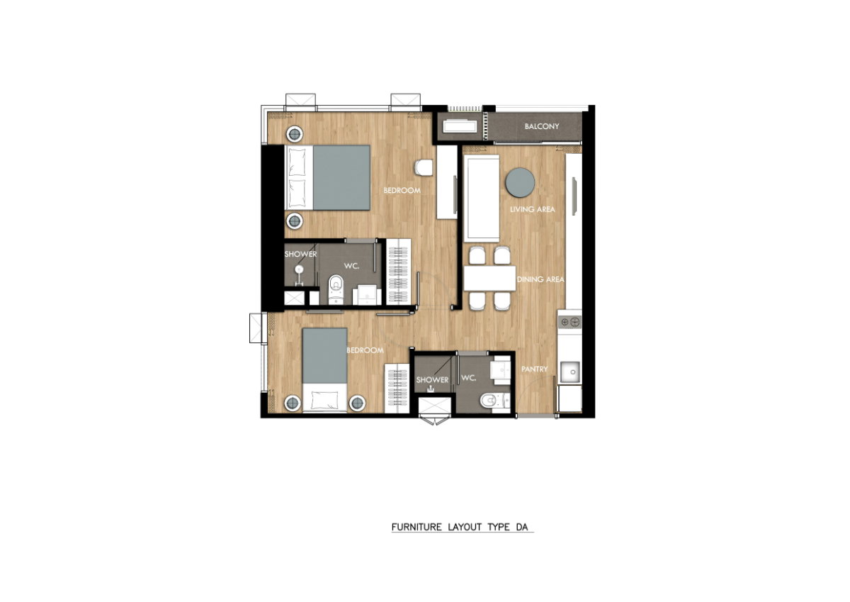 รูป ให้เช่าคอนโด เดอะ คราวน์ เรสซิเดนท์เซส | 2 ห้องนอน 53 ตร.ม. | เฟอร์นิเจอร์ครบ - รูปที่ 4/13