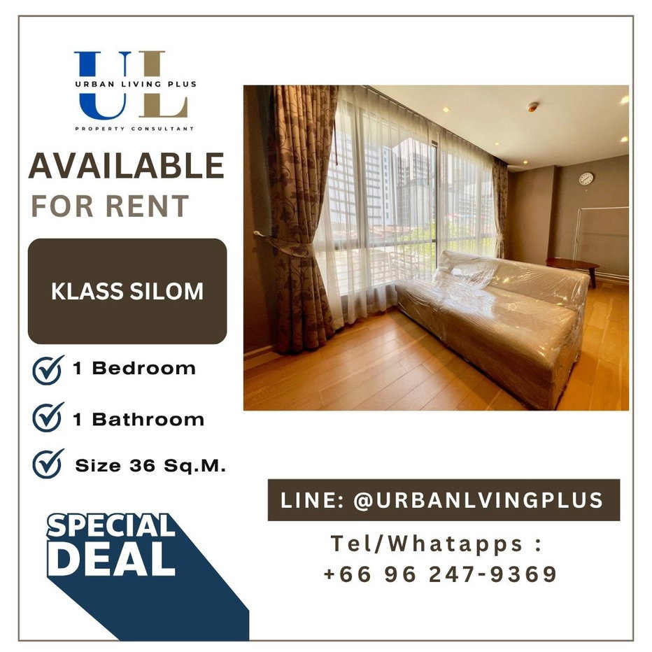 รูป ( UL2504021 ) Tel/Line 096-2479369 ให้เช่า คอนโด คลาส สีลม 1 ห้องนอน 36 ตร.ม. ห้องมุม ห้องสวย สภาพดี ✨ - รูปที่ 1/7
