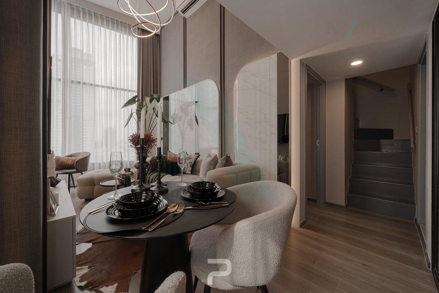 รูป ให้เช่าคอนโด โซโห แบงค็อก รัชดา อาคาร 1 ชั้น 15 Duplex 2 ห้องนอน ขนาด 48 ตรม ใกล้ MRT ห้วยขวาง - รูปที่ 4/8