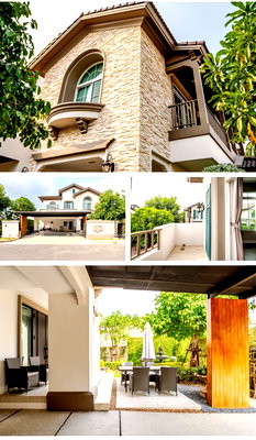 Houses for sale Big C Foodplace Sukhaphiban 5 : Luxury Corner House for Sale – Nantawan Ramintra–Phahol 50  4 beds, 4 baths | 108 sq.wah | 291 sq.m. South-facing, parking 4 cars, fully furnished.