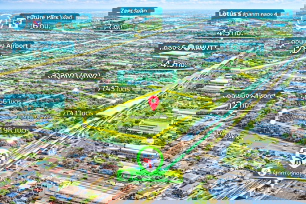 รูป รถไฟฟ้า BTSคูคต 500ม.ที่ดินถมแล้วให้เช่า ใกล้คลองสอง เหมาะลงทุน โกดัง โลจิสติกส์ ขนาด 5 ไร่ ลำลูกกา21-27 - รูปที่ 2/8