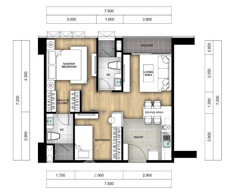รูป คอนโด 2-ห้องนอน ที่ เวอร์ทิค พระราม 4 - สยาม ใกล้ MRT สามย่าน (ID 2735840) - รูปที่ 5/5