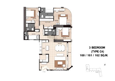 Condos for sale : 3-BR Condo at Menam Residences in Wat Phraya Krai (ID 2734276)