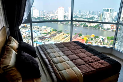 คอนโดให้เช่า : SL158/ให้เช่าคอนโด RHYTHM SATHORN ห้องตำแหน่งพิเศษที่หาได้ยากมาก หนึ่งชั้นมีเพียง 1 ห้องเท่านั้นที่ได้วิวโค้งแม่น้ำ