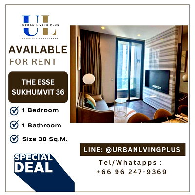 Condos for rent : ( UL2603211 ) Tel/Line 096-2479369, FOR RENT THE ESSE Sukhumvit 36✨1 bedroom, 1 bathroom, Size 38 Sq.M., beautiful room, new room, never rented✨