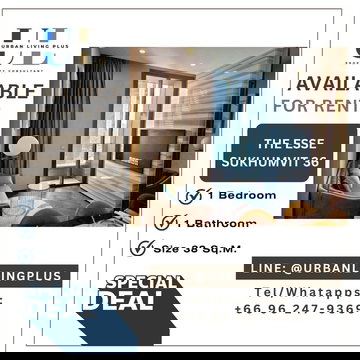 ( UL2603211 ) Tel/Line 096-2479369, FOR RENT THE ESSE Sukhumvit 36✨1 bedroom, 1 bathroom, Size 38 Sq.M., beautiful room, new room, never rented✨