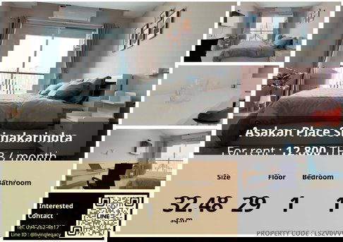 LSZV0VVV ให้เช่าคอนโด Asakan Place Srinakarindra 32.48 ตร.ม. ชั้น 29 line id : @livinglegacy
