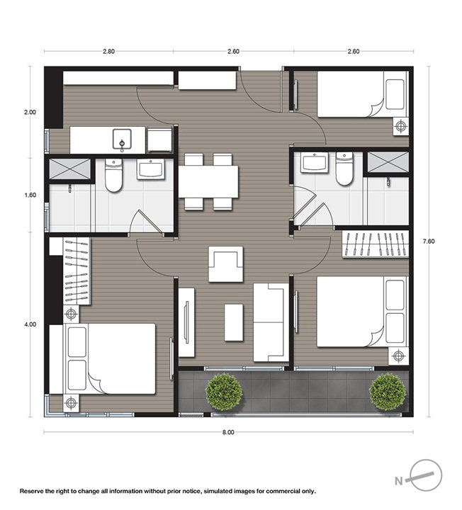 รูป ขายคอนโด นิว โนเบิล แจ้งวัฒนะ 3 ห้อง 2 ห้องน้ำ 57.26 ตร.ม. บิวท์อินเสร็จใหม่ ห้องมุม  - รูปที่ 15/15