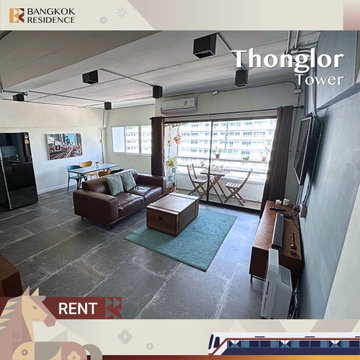  Condo for Rent 📍 Thonglor Tower Near BTS Thonglo, 40K, 2 Bed, Loft Style, Spacious Living Area❤️ 