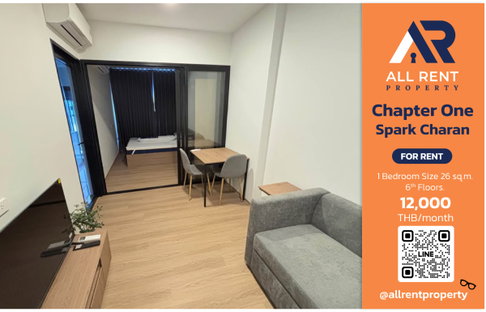 🔥 Only 12,000! Chapter One Spark Charan, near MRT, beautiful room 26 sq m., ready to move in.