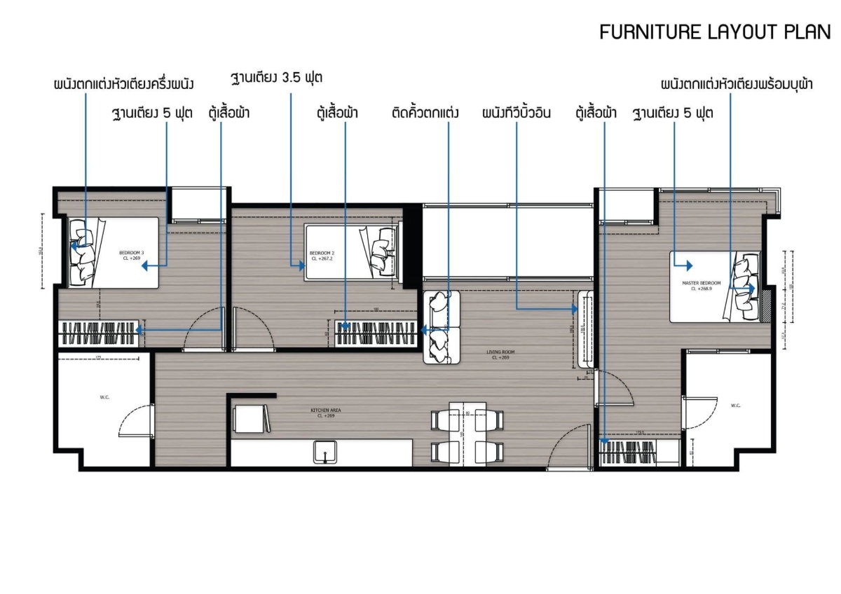 รูป ให้เช่า Penthouse 3นอน The Coast Bangna Skywalk เชื่อม BTS บางนา (Rt-01) - รูปที่ 9/11