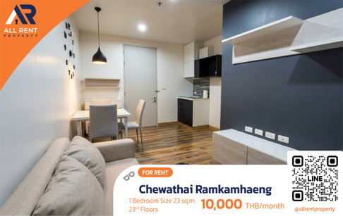 🔥 High floor room, beautiful view, comfortable to live in, Chewathai Ramkhamhaeng, room ready to move in, price 10k