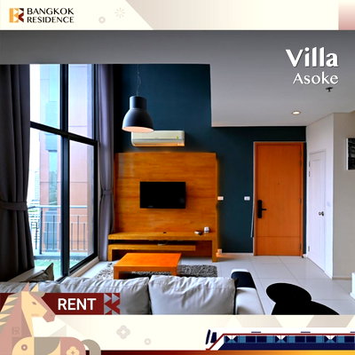 คอนโดให้เช่า :  Condo for rent ⚡️ Villa Asoke ใกล้ MRT เพชรบุรี 1 นอน 80 sqm. 45k ห้องสวยพร้อมเช่า 💙 