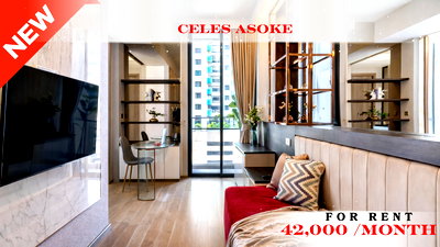 เช่าคอนโด BTS อโศก : 🍀🍀 Beautiful Room🌸 ให้เช่า📌 เซอเลส อโศก (Line:@rent2022)BTS อโศก✨พร้อมเข้าอยู่  ✨ A10956