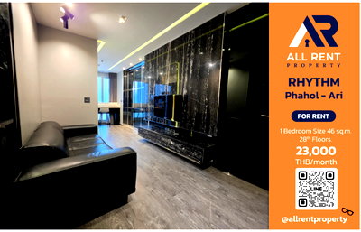 Condos for rent : 🔥 Large room 46 sq m., 28th floor, city view! Rhythm Phahol - Ari, only 23,000 baht, near BTS Saphan Khwai, less than 1 kilometer.