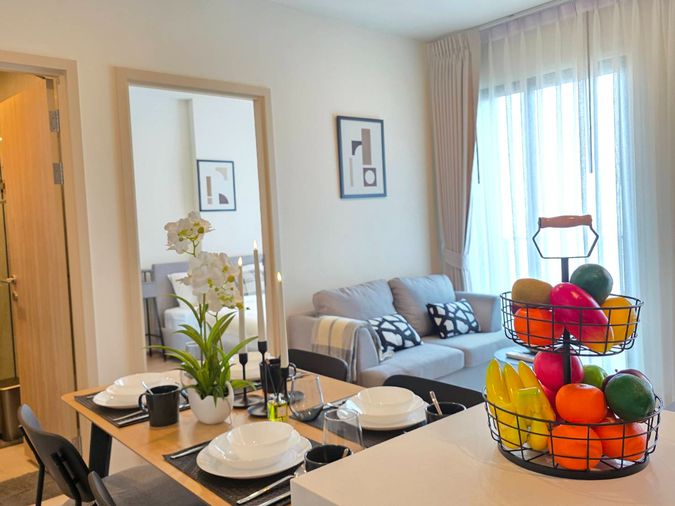 ให้เช่า ✨NUE District R9 ✨2 ห้องนอน ขนาด 40.60 ตรม เฟอร์ครบ พร้อมเข้าอยู่🥰💕 ใกล้ MRT พระราม9 🚆