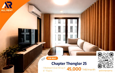 Condos for rent : 🏢 Premium project Chapter Thonglor 25, very large room, comfortable, Luxury style.