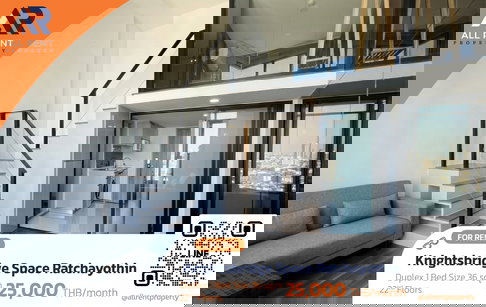 🔥 Urgent rental! Knightsbridge Space Ratchayothin Duplex, high ceilings, 22nd floor, beautiful view, only 25,000 THB/month.