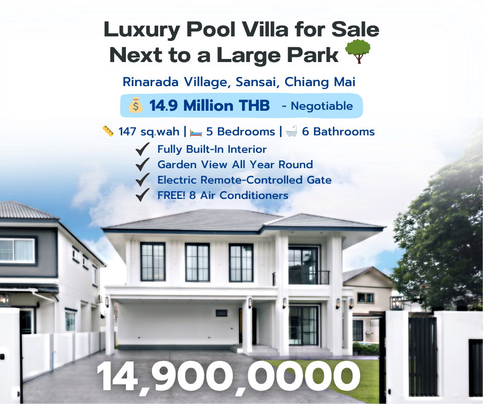 รูป ขายบ้าน Pool Villa ในหมู่บ้านรินรดา สันทราย เชียงใหม่ พร้อมเข้าอยู่ - รูปที่ 2/11